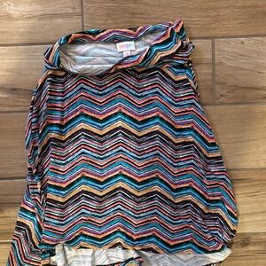 LuLaRoe Multicolor Chevron A-Line Skirt in Teal, Coral & Black